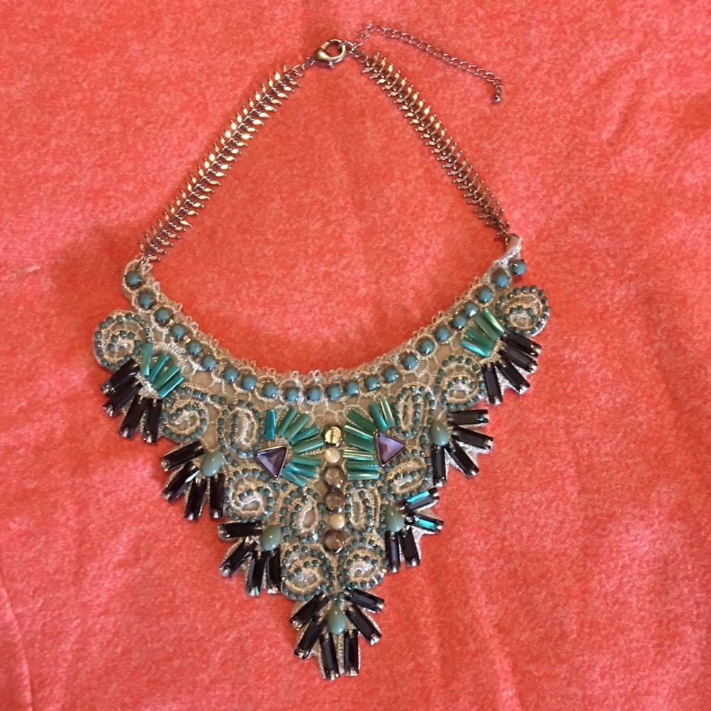 Fabric-Backed Crystal Cluster Necklace